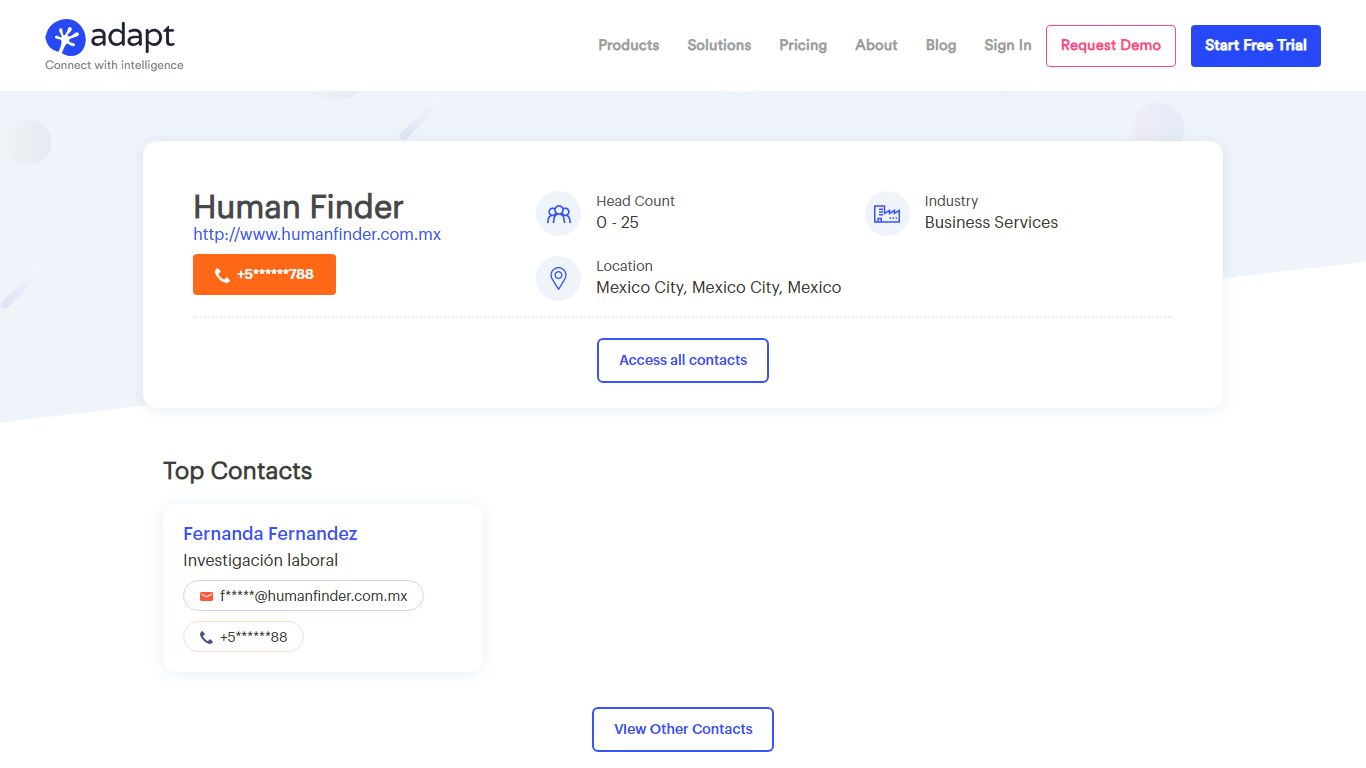 Human Finder Company Contact Information | Email, Phone Number | Adapt.io